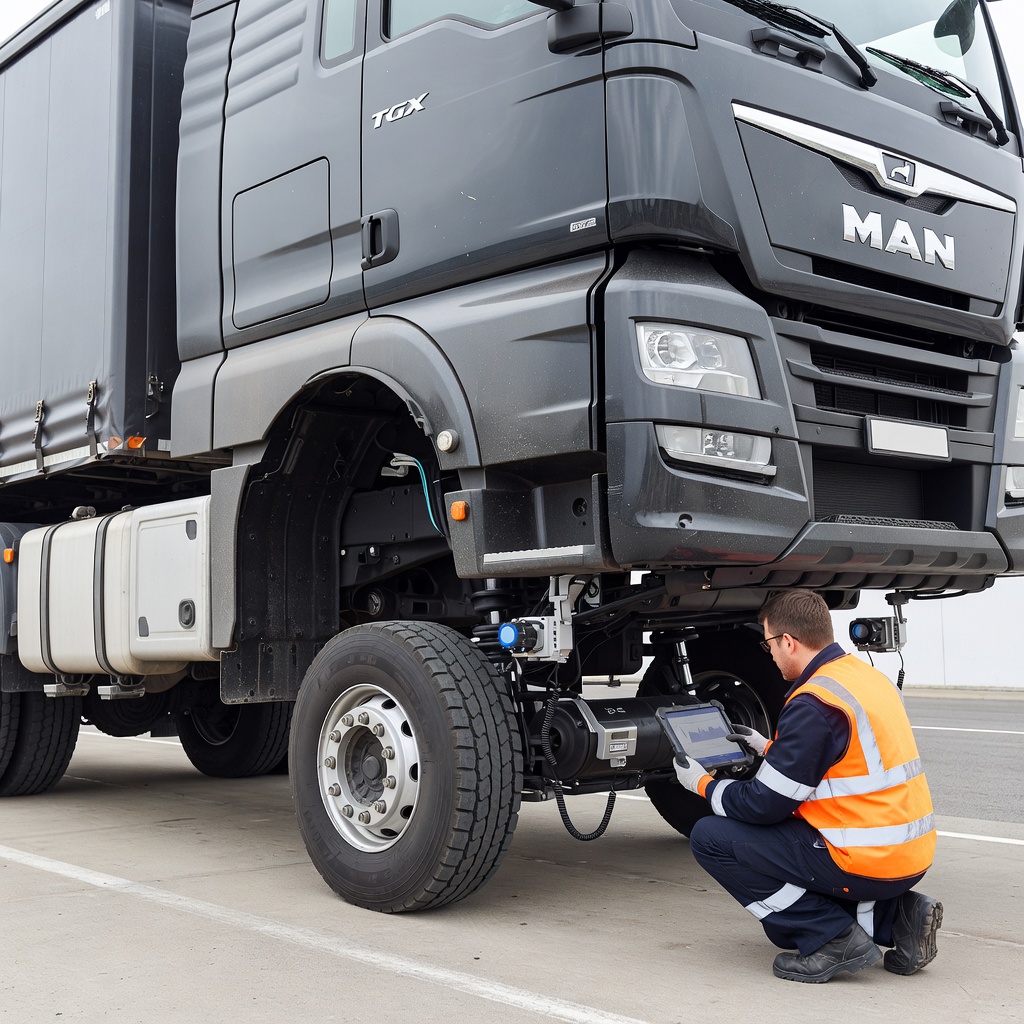 удлинение кардана MAN illustration for MAN TGX с колесной формулой 6x2: устранение вибрации при движении с поднятым управляем
