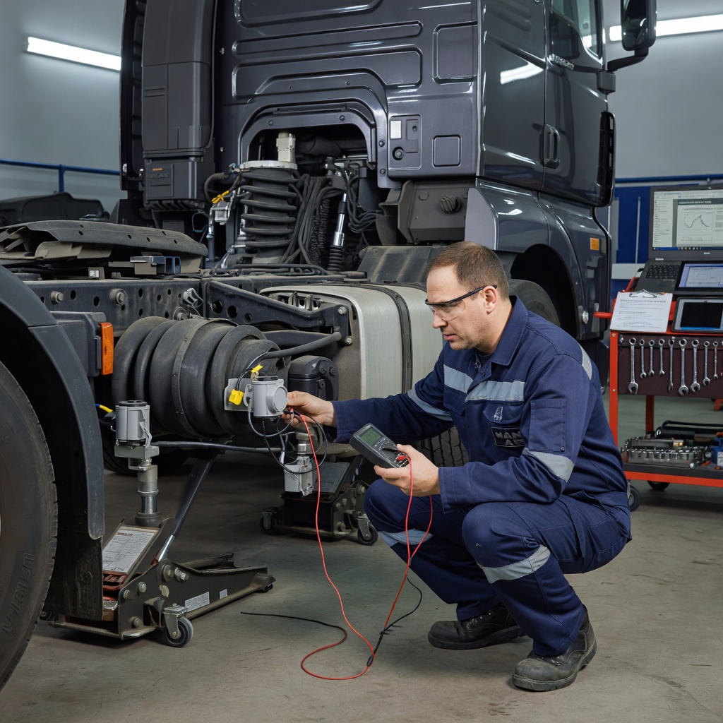 вибрация MAN 6x2 illustration for MAN TGX с ECAS: порядок проверки датчиков уровня пр